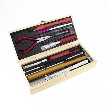 Excel Blades Deluxe Railroad Tool Set, Hobby Knife Set Bulk, Wooden Box, 6pk 44289